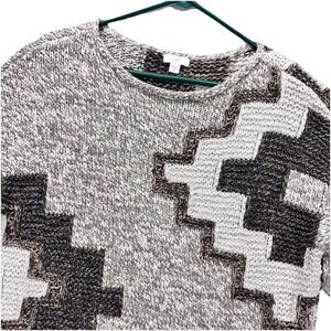 J Jill Women Sweater Womens XS Multicolor Geometric Knit Oversized Preppy Boho